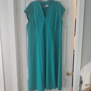 Calvin Klein Blue A-Line Midi Dress with Cap Sleeves
